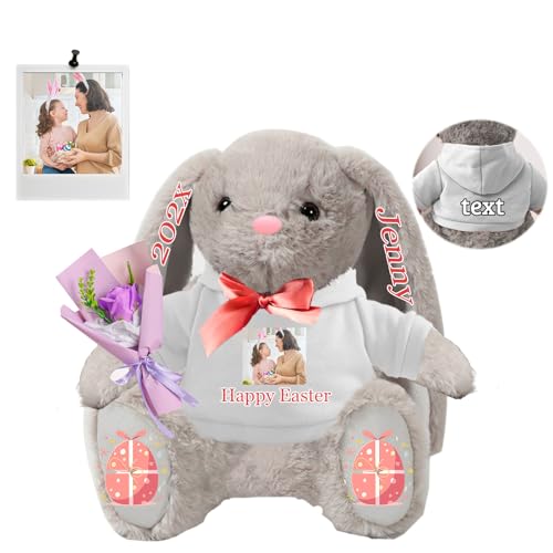 FAHOXUMR Personalisierter Osterhase, Plüschhase mit Foto Text als Personalisiertes Plüschhasen Geschenk für Mädchen, Jungen, Kinder und Erwachsene, 18 cm FAHOXUMR Personalisierter Osterhase, Plüschhase mit Foto Text als Personalisiertes Plüschhasen Geschenk für Mädchen, Jungen, Kinder und Erwachsene, 18 cm von FAHOXUMR
