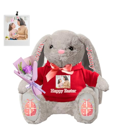 FAHOXUMR Personalisierter Osterhase, Plüschhase mit Foto Text als Personalisiertes Plüschhasen Geschenk für Mädchen, Jungen, Kinder und Erwachsene, 18 cm FAHOXUMR Personalisierter Osterhase, Plüschhase mit Foto Text als Personalisiertes Plüschhasen Geschenk für Mädchen, Jungen, Kinder und Erwachsene, 18 cm von FAHOXUMR
