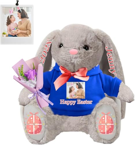 FAHOXUMR Personalisierter Osterhase, Plüschhase mit Foto Text als Personalisiertes Plüschhasen Geschenk für Mädchen, Jungen, Kinder und Erwachsene, 18 cm FAHOXUMR Personalisierter Osterhase, Plüschhase mit Foto Text als Personalisiertes Plüschhasen Geschenk für Mädchen, Jungen, Kinder und Erwachsene, 18 cm von FAHOXUMR