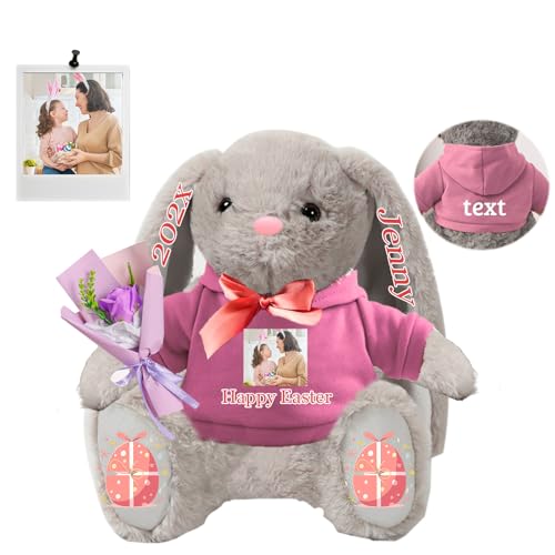 FAHOXUMR Personalisierter Osterhase, Plüschhase mit Foto Text als Personalisiertes Plüschhasen Geschenk für Mädchen, Jungen, Kinder und Erwachsene, 22 cm FAHOXUMR Personalisierter Osterhase, Plüschhase mit Foto Text als Personalisiertes Plüschhasen Geschenk für Mädchen, Jungen, Kinder und Erwachsene, 22 cm von FAHOXUMR