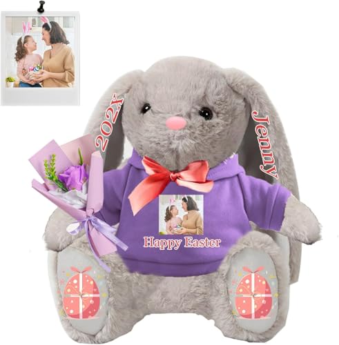 FAHOXUMR Personalisierter Osterhase, Plüschhase mit Foto Text als Personalisiertes Plüschhasen Geschenk für Mädchen, Jungen, Kinder und Erwachsene, 22 cm FAHOXUMR Personalisierter Osterhase, Plüschhase mit Foto Text als Personalisiertes Plüschhasen Geschenk für Mädchen, Jungen, Kinder und Erwachsene, 22 cm von FAHOXUMR