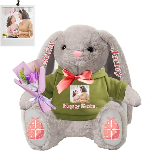 FAHOXUMR Personalisierter Osterhase, Plüschhase mit Foto Text als Personalisiertes Plüschhasen Geschenk für Mädchen, Jungen, Kinder und Erwachsene, 22 cm FAHOXUMR Personalisierter Osterhase, Plüschhase mit Foto Text als Personalisiertes Plüschhasen Geschenk für Mädchen, Jungen, Kinder und Erwachsene, 22 cm von FAHOXUMR