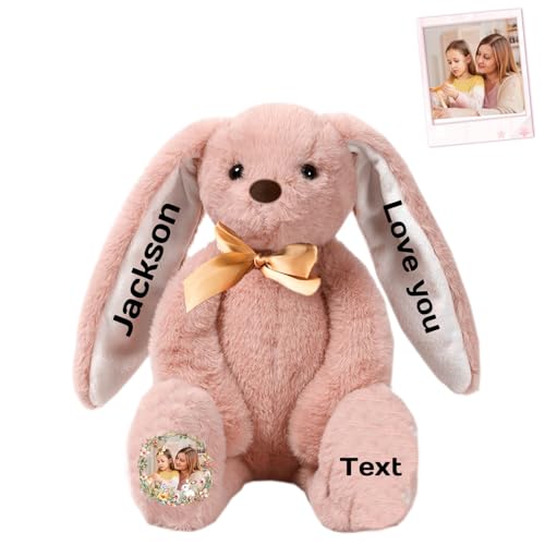 FAHOXUMR Personalisierter Plüschhase, Plüschhase mit Foto Text als Personalisiertes Langohren Hase als Personalisiertes Geschenk für Mädchen, Jungen, Kinder und Erwachsene, 30 cm FAHOXUMR Personalisierter Plüschhase, Plüschhase mit Foto Text als Personalisiertes Langohren Hase als Personalisiertes Geschenk für Mädchen, Jungen, Kinder und Erwachsene, 30 cm von FAHOXUMR