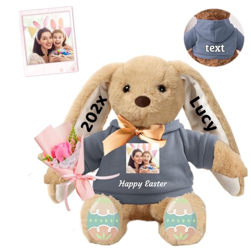 FAHOXUMR Personalisierter Plüschhase, Plüschhase mit Foto Text als Personalisiertes Langohren Hase für Neugeborene, Babys, Kinder und Erwachsene, 30 cm FAHOXUMR Personalisierter Plüschhase, Plüschhase mit Foto Text als Personalisiertes Langohren Hase für Neugeborene, Babys, Kinder und Erwachsene, 30 cm von FAHOXUMR