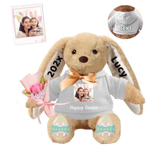 FAHOXUMR Personalisierter Plüschhase, Plüschhase mit Foto Text als Personalisiertes Langohren Hase für Neugeborene, Babys, Kinder und Erwachsene, 30 cm FAHOXUMR Personalisierter Plüschhase, Plüschhase mit Foto Text als Personalisiertes Langohren Hase für Neugeborene, Babys, Kinder und Erwachsene, 30 cm von FAHOXUMR