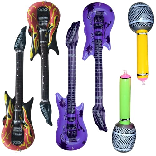 FAINCA 6 Stück Luftgitarren Zum Set Aufblasen Dekorationsset Aufblasbare Gitarre Mikrofon Buntes Aufblasbare Instrumente Inflatable Guitar für Geburtstage Partys Halloween Bühnenauftritte FAINCA 6 Stück Luftgitarren Zum Set Aufblasen Dekorationsset Aufblasbare Gitarre Mikrofon Buntes Aufblasbare Instrumente Inflatable Guitar für Geburtstage Partys Halloween Bühnenauftritte von FAINCA
