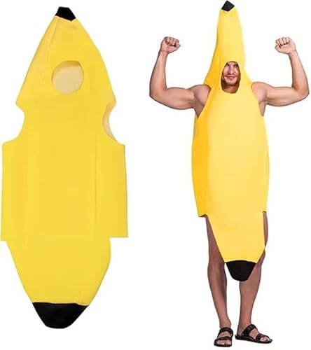 FAINCA Bananen Kostüm Cooles und Ulkiges, 65x148 cm Banane Kostüm, Bananenkostüm, Super Lustiges Bananen Kostüms Erwachsene, Halloween Rollenspiele für Erwachsene Herren Damen FAINCA Bananen Kostüm Cooles und Ulkiges, 65x148 cm Banane Kostüm, Bananenkostüm, Super Lustiges Bananen Kostüms Erwachsene, Halloween Rollenspiele für Erwachsene Herren Damen von FAINCA
