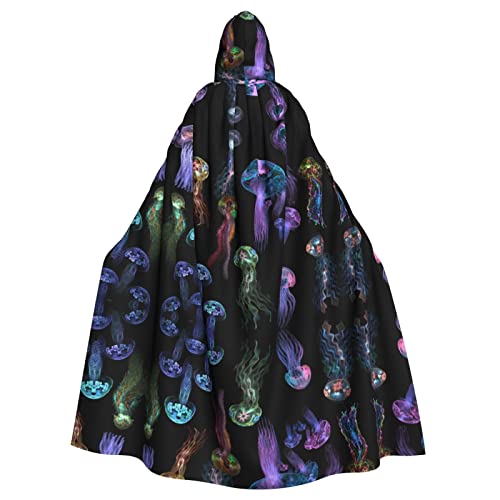 FAIRAH Farbe Qualle Gedruckt Halloween Kapuzenumhang, Rollenspiel Erwachsene Kleidung von FAIRAH