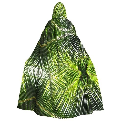 FAIRAH Palm Leaves Green Shades Printed Halloween Hooded Cloak, Rollenspiel Erwachsene Kostüm Party von FAIRAH