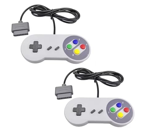 2er Set Retro Gamepads – Kompatibel mit SNES / Super Nintendo – Joypad Controller Doppelpack für Klassische 16-Bit Spielekonsolen von FAIRY TAIL & GLITZER FEE