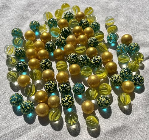 FAIRY TAIL & GLITZER FEE 100 Murmeln Bunt Gold Grüne Mix Glaskugeln 16mm Große Murmelspiel Murmel Plfanzendeko Kugelbahn Deko FAIRY TAIL & GLITZER FEE 100 Murmeln Bunt Gold Grüne Mix Glaskugeln 16mm Große Murmelspiel Murmel Plfanzendeko Kugelbahn Deko von FAIRY TAIL & GLITZER FEE