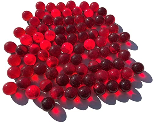 FAIRY TAIL & GLITZER FEE 90 Stück 500g Rot Klare Glasmurmeln Murmeln 16mm Glas-Steine Rote Murmel Vasen-Füllungen transparent Murmeln Glitzersteine Dekoschalen Murmelspiel Glas von FAIRY TAIL & GLITZER FEE