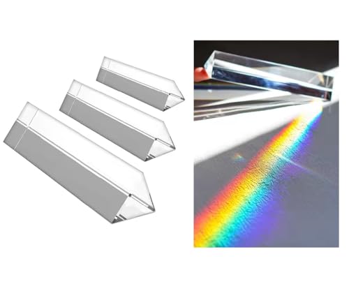 Prisma Set aus Kristallglas – 3 Größen (20cm, 15cm, 10cm) – für Regenbogen-Effekte & Lichteffekte in der Fotografie – Deko Prisma für Foto Hintergründe & kreative Lichtbrechung von FAIRY TAIL & GLITZER FEE