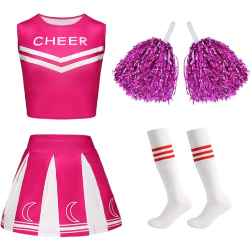FAIRYRAIN Damen High school musical cheerleader kostüm Crop Tops + Rock + Socken + Pompoms Karneval Cosplay Set für Halloween, Party-Outfit FAIRYRAIN Damen High school musical cheerleader kostüm Crop Tops + Rock + Socken + Pompoms Karneval Cosplay Set für Halloween, Party-Outfit von FAIRYRAIN