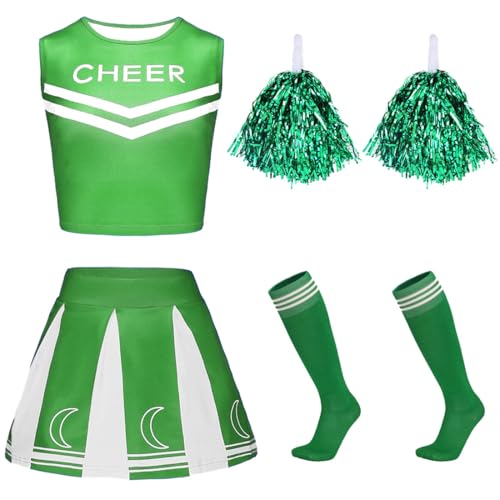 FAIRYRAIN Damen High school musical cheerleader kostüm Crop Tops + Rock + Socken + Pompoms Karneval Cosplay Set für Halloween, Party-Outfit FAIRYRAIN Damen High school musical cheerleader kostüm Crop Tops + Rock + Socken + Pompoms Karneval Cosplay Set für Halloween, Party-Outfit von FAIRYRAIN
