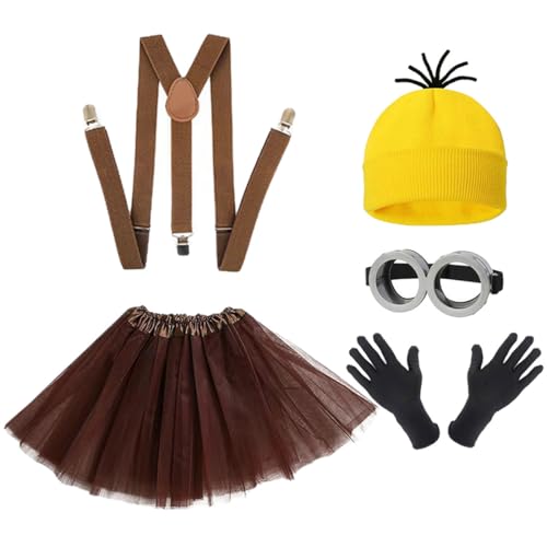 FAIRYRAIN Erwachsene Kostüm Cosplay Kostüm Halloween Damen mit Goggles Hosenträger Fliege Mütze Handschuhe Rock für Karneval Cosplay Party von FAIRYRAIN