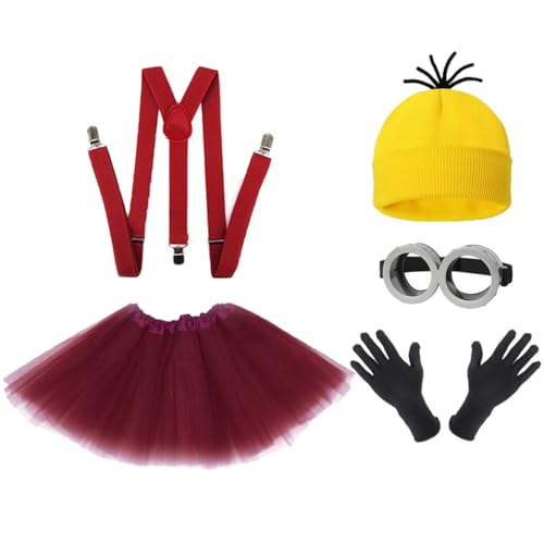 FAIRYRAIN Erwachsene Kostüm Cosplay Kostüm Halloween Damen mit Goggles Hosenträger Fliege Mütze Handschuhe Rock für Karneval Cosplay Party von FAIRYRAIN