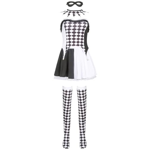 FAIRYRAIN Halloween Karneval Drag Queen Vampir Clown Kostüm Halloween Teufel Karneval Cosplay Set für Halloween, Party-Outfit von FAIRYRAIN
