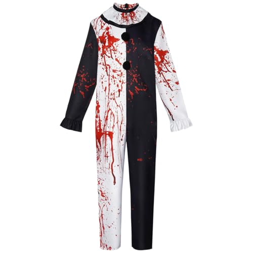 FAIRYRAIN Halloween Movie Killer Terrifier Kostüm Clown Jumpsuit Horror Anzug Komplettes Clown Kostüm Set für Halloween, Party-Outfit von FAIRYRAIN