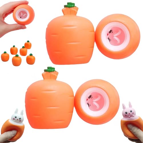 POP UP Carrot Bunny, Carrot Rabbit Stress Ball, Squeeze Toys Carrot Rabbit, Easter Pop Fidget Toys, Easter Squeeze Stress Relief Sensory Toys for Kids Adult (2PCS) von FAIRZ