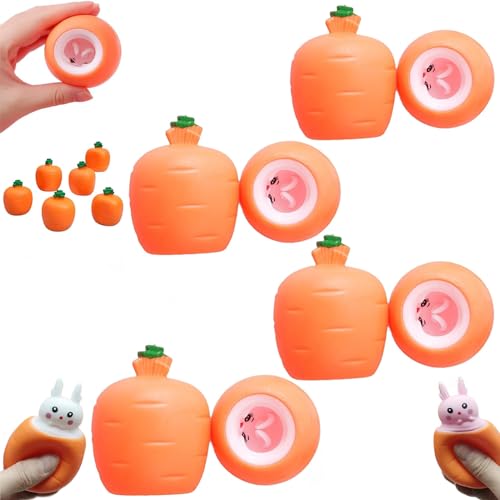 POP UP Carrot Bunny, Carrot Rabbit Stress Ball, Squeeze Toys Carrot Rabbit, Easter Pop Fidget Toys, Easter Squeeze Stress Relief Sensory Toys for Kids Adult (4PCS) von FAIRZ