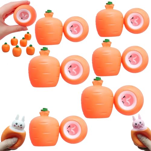 POP UP Carrot Bunny, Carrot Rabbit Stress Ball, Squeeze Toys Carrot Rabbit, Easter Pop Fidget Toys, Easter Squeeze Stress Relief Sensory Toys for Kids Adult (6PCS) von FAIRZ