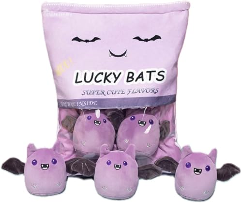 Abnehmbare Spielzeug, Fledermaus Plüsch, Pudding Kissen, Niedliche Dekoration Geschenk für Jugendliche, Mädchen, Kinder (Fünf lila Puppen) von FAKKA