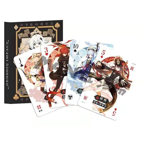 Anime Spielkarten,Genshin Impact Paimon Cosplay Figur Playing Cards Cartoon Entertainment Spiel Pokerkarten von FAKKA