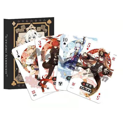 Anime Spielkarten,Genshin Impact Paimon Cosplay Figur Playing Cards Cartoon Entertainment Spiel Pokerkarten Anime Spielkarten,Genshin Impact Paimon Cosplay Figur Playing Cards Cartoon Entertainment Spiel Pokerkarten von FAKKA