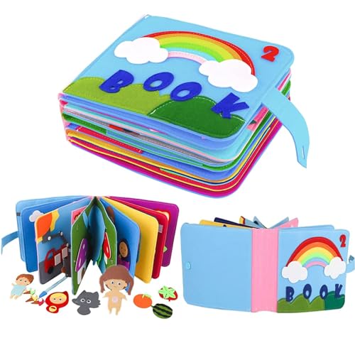 FAKKA 16 Themen 3D Filz Busy Book, Pädagogisches sensorisches Stoffbuch, Lernspielzeug für Kleinkinder ab 1 2 3 4 Jahr，A von FAKKA