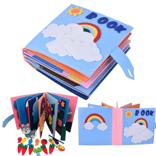 FAKKA 16 Themen 3D Filz Busy Book, Pädagogisches sensorisches Stoffbuch, Lernspielzeug für Kleinkinder ab 1 2 3 4 Jahr，B von FAKKA