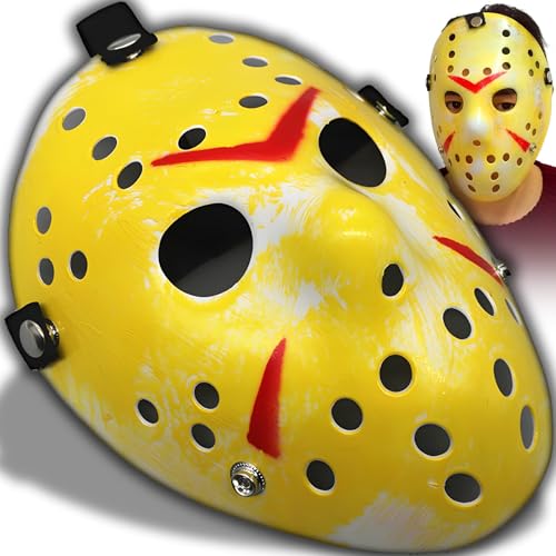 FAKKA Jason Mask, Horror-Hockey-Maske für Halloween, Halloween-Kostüm, Jason Maske Cosplay Party Erwachsene, Hockey Festival Mann Frau Kinder, Freitag der 13 Eishockey FAKKA Jason Mask, Horror-Hockey-Maske für Halloween, Halloween-Kostüm, Jason Maske Cosplay Party Erwachsene, Hockey Festival Mann Frau Kinder, Freitag der 13 Eishockey von FAKKA
