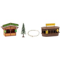 FALLER 134002 H0 2 Weihnachtsmarktbuden mit beleuchtetem Weihnachtsbaum, Ep. IV von FALLER®