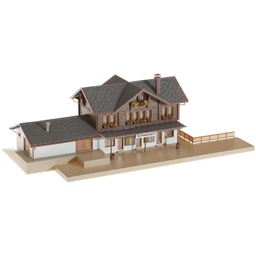 FALLER Bahnhof Schwarzach Modellbausatz mit 126 Einzelteilen 251 x 120 x 74 mm I Modelleisenbahn Zubehör N Gebäude I Modelleisenbahn N Bahnhof von FALLER