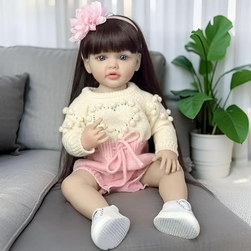FALVIA 22 Zoll Lebensechte Reborn Kleinkind Babypuppen Mädchen Ganzkörper Realistisch Entzückend Reborn Mädchen mit Langen Haaren für Geburtstagsgeschenke FALVIA 22 Zoll Lebensechte Reborn Kleinkind Babypuppen Mädchen Ganzkörper Realistisch Entzückend Reborn Mädchen mit Langen Haaren für Geburtstagsgeschenke von FALVIA