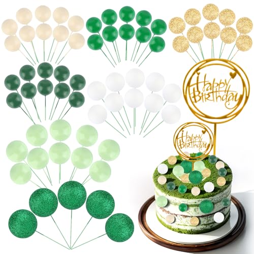 66 Stück Tortendeko Kugeln, Kuchen Deko Cake Topper, Happy Birthday Tortendeko, Grün Golden Torten Deko Mini Kugeln, Kuchenaufsätze Deko für Geburtstage, Hochzeiten, Babyparty 66 Stück Tortendeko Kugeln, Kuchen Deko Cake Topper, Happy Birthday Tortendeko, Grün Golden Torten Deko Mini Kugeln, Kuchenaufsätze Deko für Geburtstage, Hochzeiten, Babyparty von FAMCUCHE