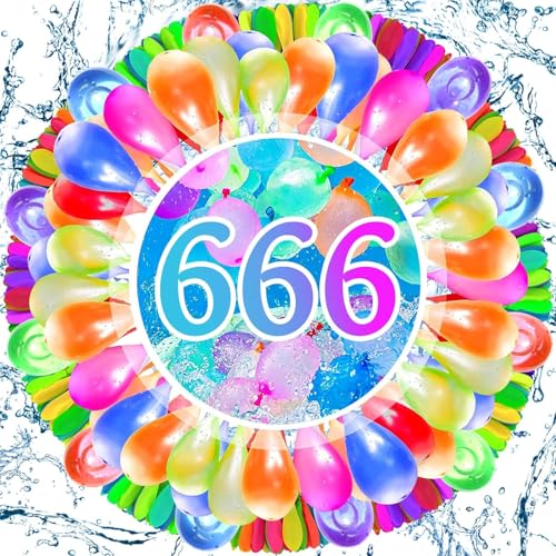 FAMKEEP 666 Stück Wasserballons,Mehrfarbig Wasserballons,Sekunden Schnellfüller,Wasserbombens Selbstschließend,Asser Luftballons Mega Pack,Pool Spielzeug,Strand Party,Outdoo für Poolparty von FAMKEEP