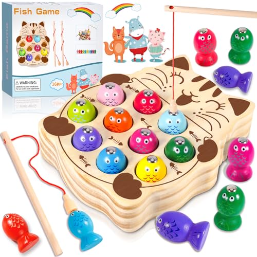 FAMKEEP Holz Angelspiel für Kinder, Magnetisches Fisch Angelspielzeug, Montessori Spielzeug ab 3+ Jahre, Holz Angelrute und Fische, Lernspielzeug für Motorik und Kognition FAMKEEP Holz Angelspiel für Kinder, Magnetisches Fisch Angelspielzeug, Montessori Spielzeug ab 3+ Jahre, Holz Angelrute und Fische, Lernspielzeug für Motorik und Kognition von FAMKEEP