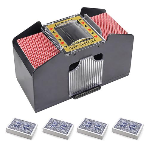 FAMKIT Automatischer Kartenmischer, USB/batteriebetrieben, elektrische Kartenmischmaschine, Kartenspielwerkzeug, Zubehör, für Karten in Poker-Größe (4-Deck), 2982133-AM97-120533-YVQ von FAMKIT