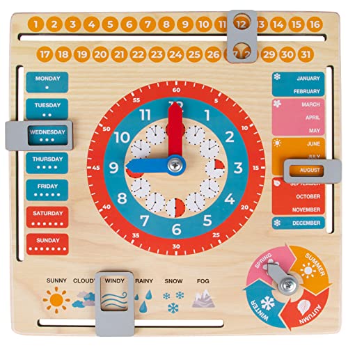 Holzspielzeug Lernuhr Kinder Kalenderuhr für Kinder Holz - Englisch Lernen Jahresuhr zum Lernen der Uhrzeit, dem Datum, der Wochentage, Monate, Jahreszeiten und des Wetters - Lerntafel ab 3 Jahre Holzspielzeug Lernuhr Kinder Kalenderuhr für Kinder Holz - Englisch Lernen Jahresuhr zum Lernen der Uhrzeit, dem Datum, der Wochentage, Monate, Jahreszeiten und des Wetters - Lerntafel ab 3 Jahre von FANCY