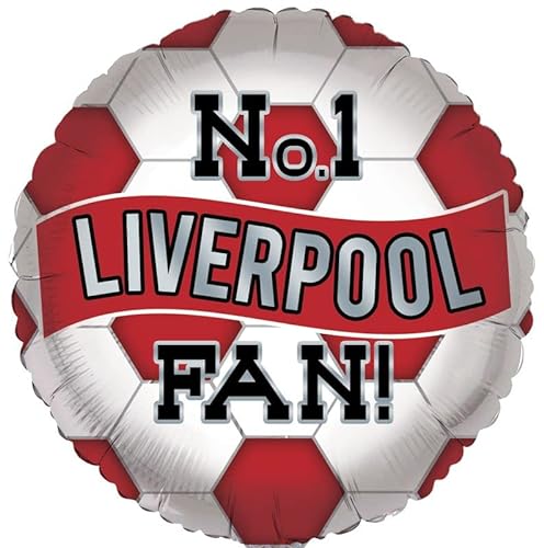 FANCYDRESSCOZ Liverpool Ballon Nummer 1 Liverpool Fan Geburtstag Folienballon No.1 Liverpool Fan Ballon - Rot und Weiß von FANCYDRESSCOZ