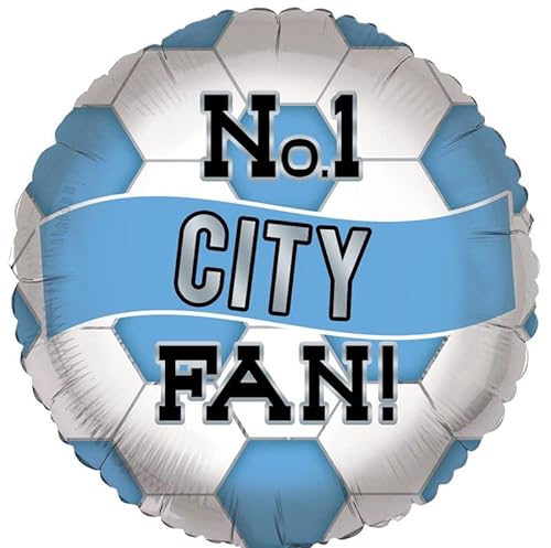 FANCYDRESSCOZ Stadt Ballon Zahl 1 Stadt Fan Geburtstag Folienballon No.1 City Fan Ballon - Blau und Weiß von FANCYDRESSCOZ