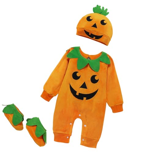 FANCYINN 3-Teiliges Set Halloween Kostüm Kürbis Kleinkinder Baby Kürbis Kostüm Lange Ärmel mit Hüte und Schuhe Baby Halloween Kostüm Faschingskostüm Hoodie Body Jumpsuit für Cosplay Party 18-24 Monate FANCYINN 3-Teiliges Set Halloween Kostüm Kürbis Kleinkinder Baby Kürbis Kostüm Lange Ärmel mit Hüte und Schuhe Baby Halloween Kostüm Faschingskostüm Hoodie Body Jumpsuit für Cosplay Party 18-24 Monate von FANCYINN