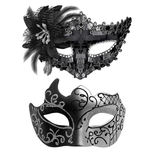 FANCYWUXI 2 Stück Venezianische Maske Damen Herren Maskerade Augenmaske für Damen Herren Maskenball Maske Damen Schwarze Venezianische Party für Fasching Maskenball Karneval Abendkleid Party FANCYWUXI 2 Stück Venezianische Maske Damen Herren Maskerade Augenmaske für Damen Herren Maskenball Maske Damen Schwarze Venezianische Party für Fasching Maskenball Karneval Abendkleid Party von FANCYWUXI