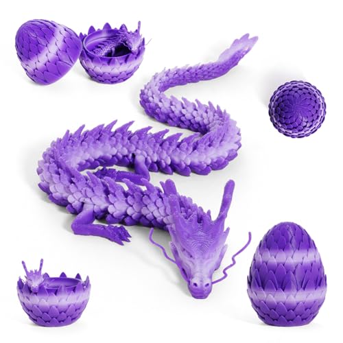 FANGHENG 3D gedrucktes Drachenei Geheimnisvolle Drachen Spielzeug Realistische Beweglicher Drache Flexible Gelenke berraschung Easter Dracheneier Schreibtischspielzeug (Lollipop Lila) von FANGHENG