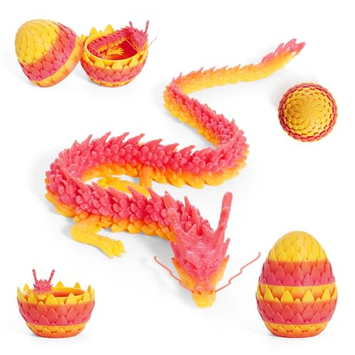 FANGHENG 3D gedrucktes Drachenei Geheimnisvolle Drachen Spielzeug Realistische Beweglicher Drache Flexible Gelenke berraschung Easter Dracheneier Schreibtischspielzeug (die untergehende Sonne) von FANGHENG