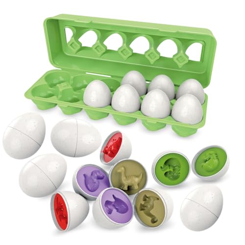 FANGHENG Montessori Spielzeug Paarungseier 12 PCS Kinderfähigkeiten Lernspielzeug Paarungseier Farb- und Formerkennung Paarungseier Set Ostereier Feinmotorik Montessori Intelligenz Geschenk von FANGHENG