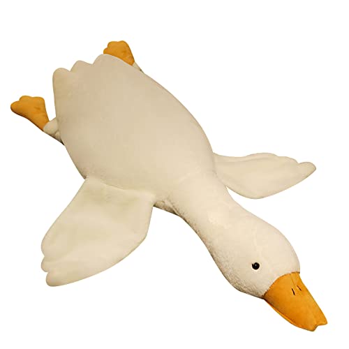 FANGYU Gans Stofftier-Kissenspielzeug, süßes riesiges weißes Gänse-Stofftier, Ente, Plüschkissen, superweiches Umarmungskissen für jedes Alter (150 cm) von FANGYU