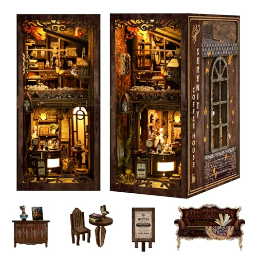 FANLOV Book Nook Kit - DIY Miniaturhaus Puppenhaus Kit für Erwachsene und Jugendliche Buchecke 3D Holzpuzzle Kreative Bücherregal Dekor Dekorative Buchstütze Serenity Coffee House FANLOV Book Nook Kit - DIY Miniaturhaus Puppenhaus Kit für Erwachsene und Jugendliche Buchecke 3D Holzpuzzle Kreative Bücherregal Dekor Dekorative Buchstütze Serenity Coffee House von FANLOV