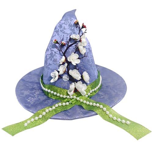 FANSHINUO Hexenhut mit klassischem Blumendesign, für Osterferien und Themenpartys, verstellbar, bequem, Polyesterstoff, Kopfbedeckung, Hexenhut FANSHINUO Hexenhut mit klassischem Blumendesign, für Osterferien und Themenpartys, verstellbar, bequem, Polyesterstoff, Kopfbedeckung, Hexenhut von FANSHINUO